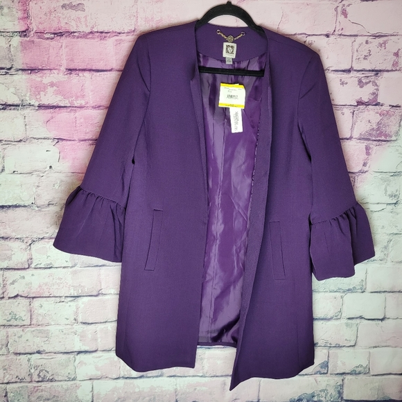 Anne Klein Jackets & Blazers - ANNE KLEIN BLACKBERRY CORDIAL OPEN FRONT WORK CAREER DRESS LONG LENGTH JACKET M